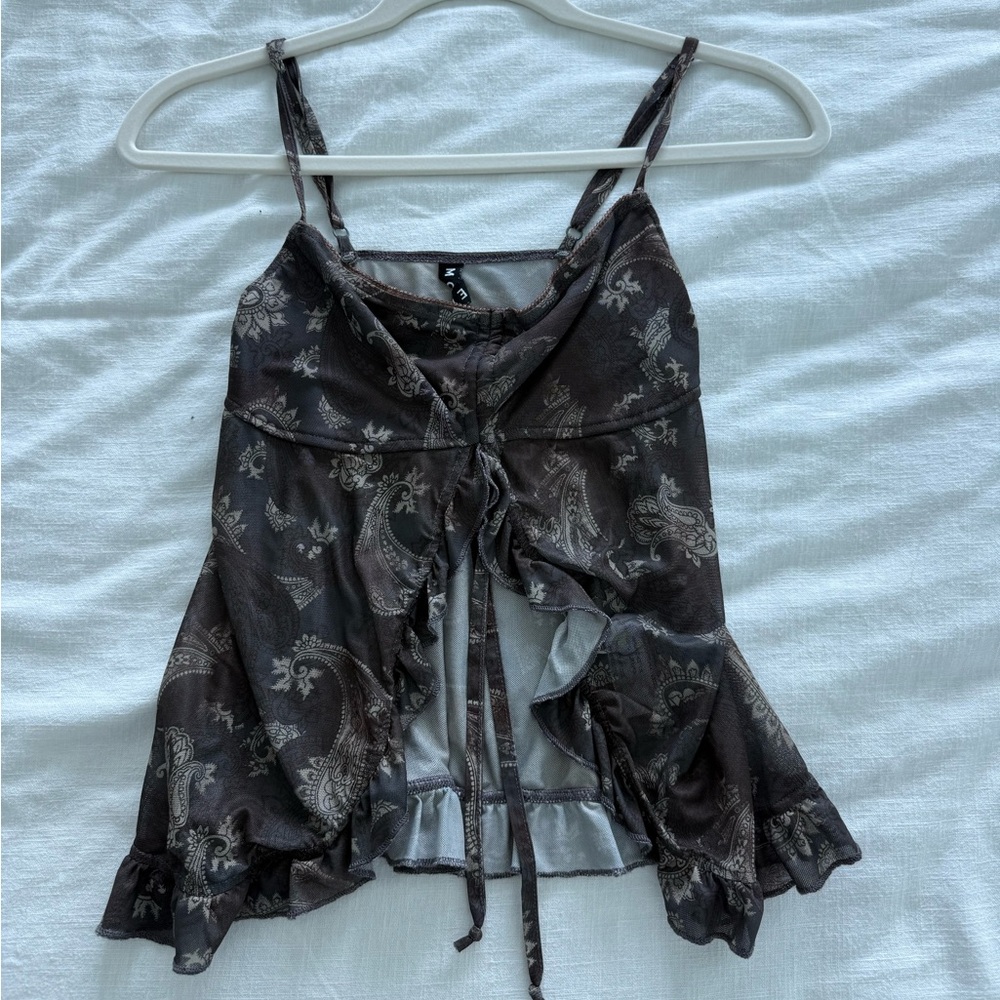 Motel Rocks Brown Paisley Crop Top